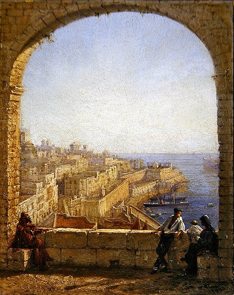 Linnoitusten sisällä, Valetta- Näkymä kaarelta päivällä tekijältä Girolamo Gianni
