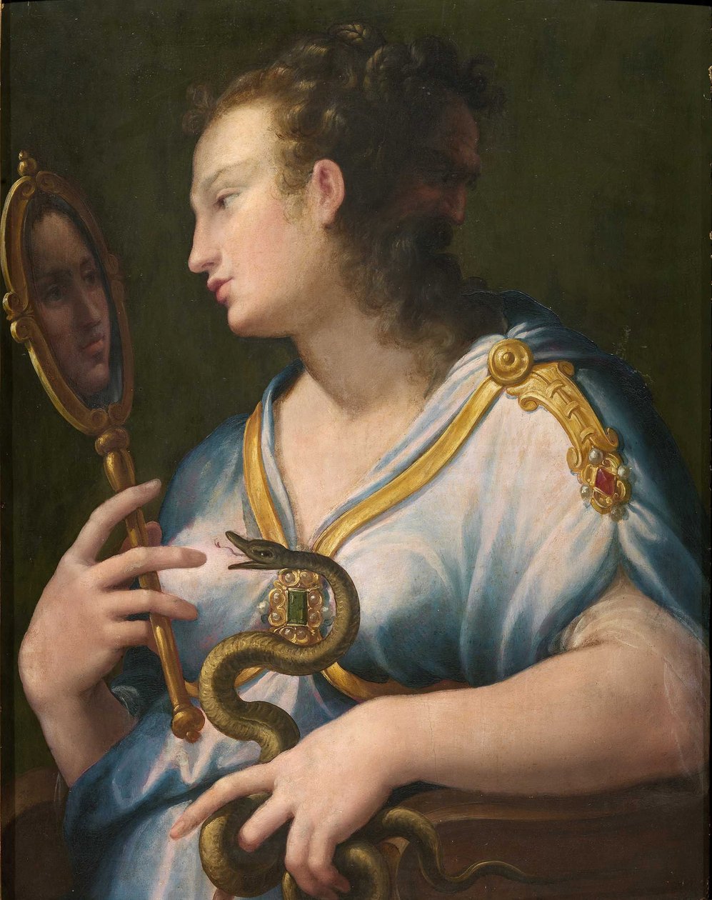 Allegorie de la prudence - Allegory of Prudence par Macchietti, Girolamo (n. 1535-1592). Öljy kankaalle, koko : 71x57, , Yksityiskokoelma tekijältä Girolamo Macchiatti