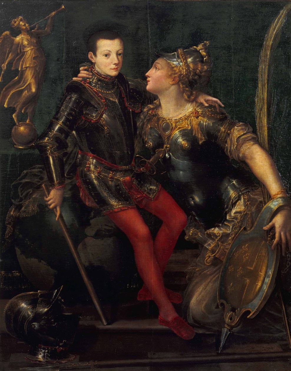 Allegorinen muotokuva Parmasta syleilemässä Alessandro Farnesea, 1556 tekijältä Girolamo Mazzola Bedoli