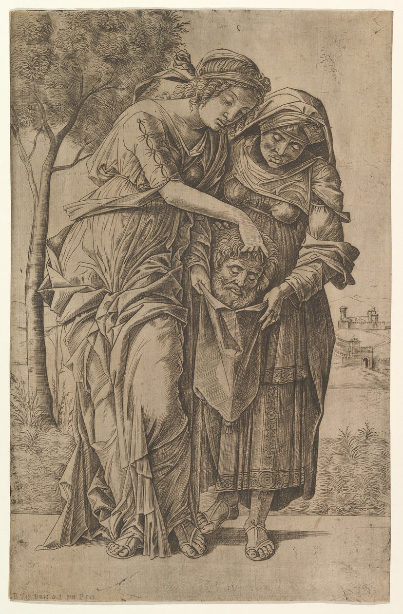 Judith ja hänen palvelijattarensa Holofernesin pään kanssa, 1500-1530. tekijältä Girolamo Mocetto
