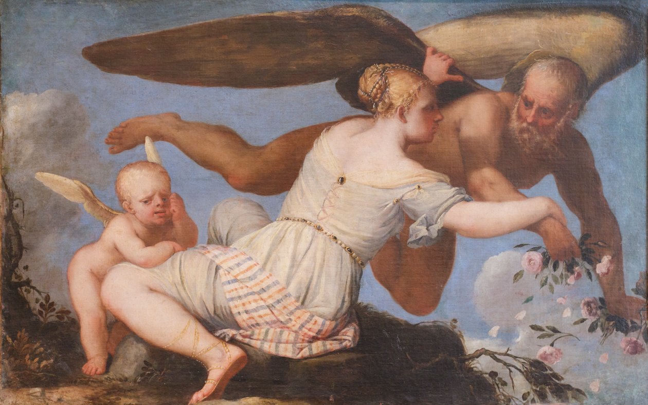 Allegoria ajan juoksemisesta, c. 1755-1759 (öljy kankaalle) tekijältä Girolamo Pellegrini
