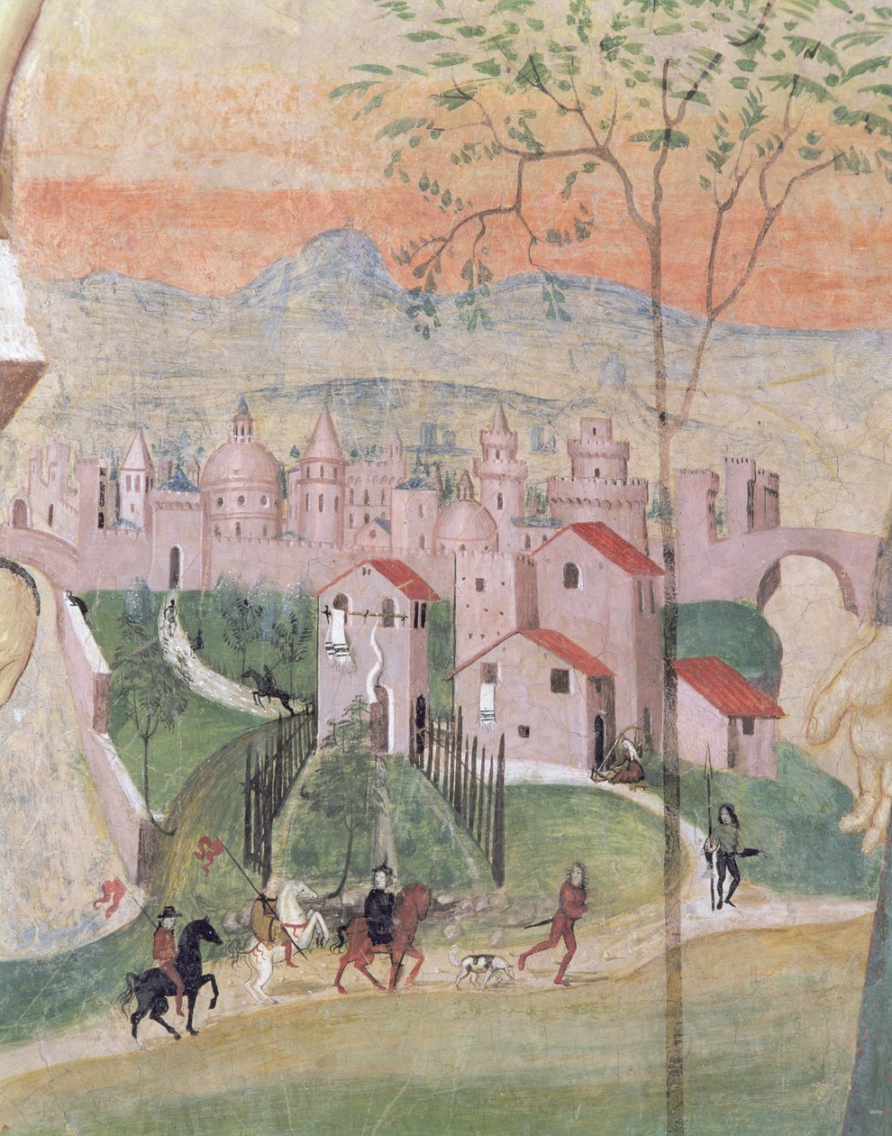 Näkymä Praton kaupunkiin, yksityiskohta Ristiinnaulitsemisesta, Kapitalistosta, 1509 tekijältä Girolamo Ristori