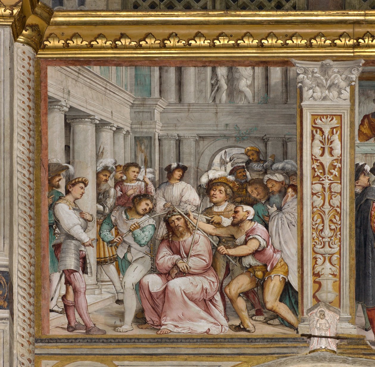 Central Ave, neljäs eteläjänne, orjantappurien kruunaus, Girolamo Romanino tekijältä Girolamo Romanino