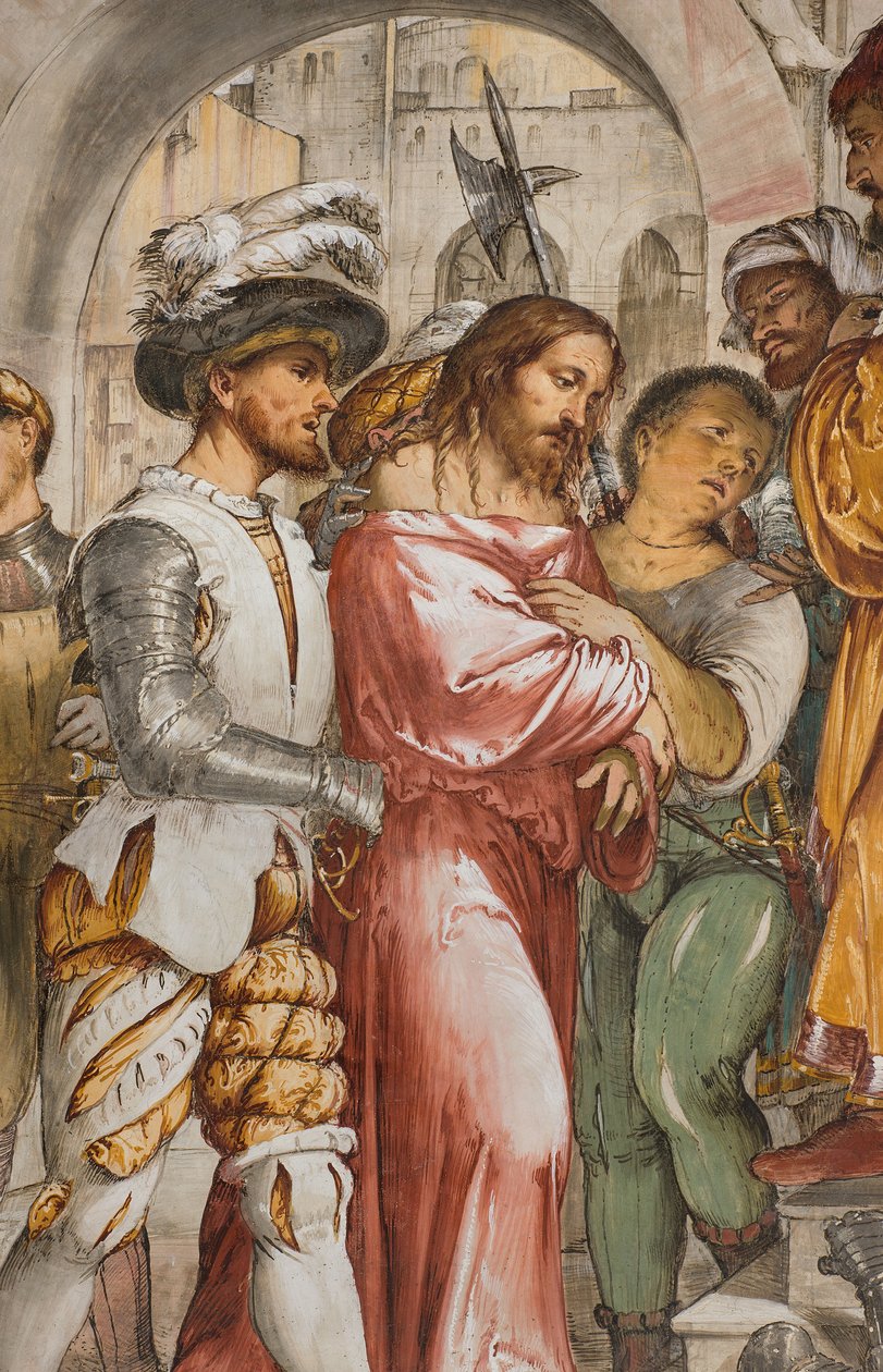 Keskilaivo, viides eteläjänne, Kristus Pilatuksen edessä, Girolamo Romanino tekijältä Girolamo Romanino