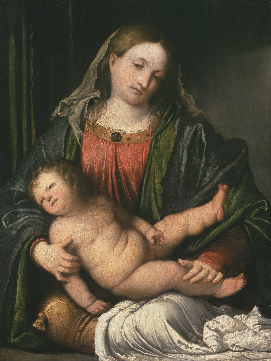 Madonna ja lapsi, n. 1516-17 (öljy paneelille) tekijältä Girolamo Romanino