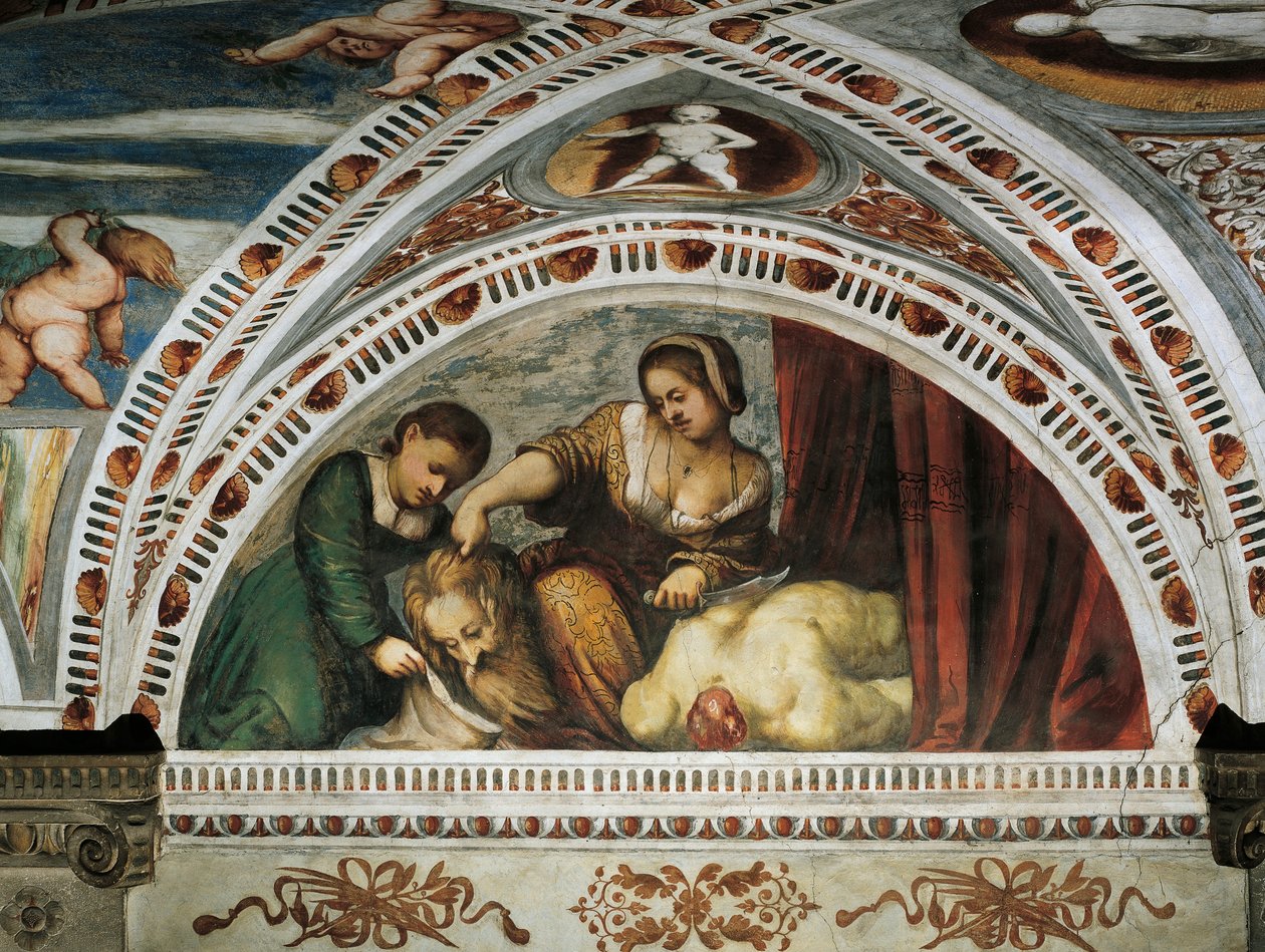 Tarina Judithista ja Holofernesista, Yksityiskohta Girolamo Romaninon freskoista (n. 1484-1559 jälkeen), Bernardo Clesion tilaus tekijältä Girolamo Romanino