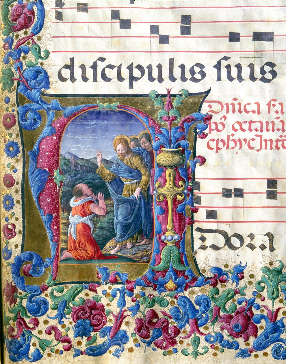 Girolamo da Cremonan (toimii noin 1451-1483) ja Liberale da Veronan (1445-1529) Sienan katedraalin kuoron (Cod. 19/4. c.9v.) decoree-lettriini, joka edustaa visiota Isaiah Miniaturesta. 1400-luvun Sienan katedraali (Duomo), Italia tekijältä Girolamo da Cremona