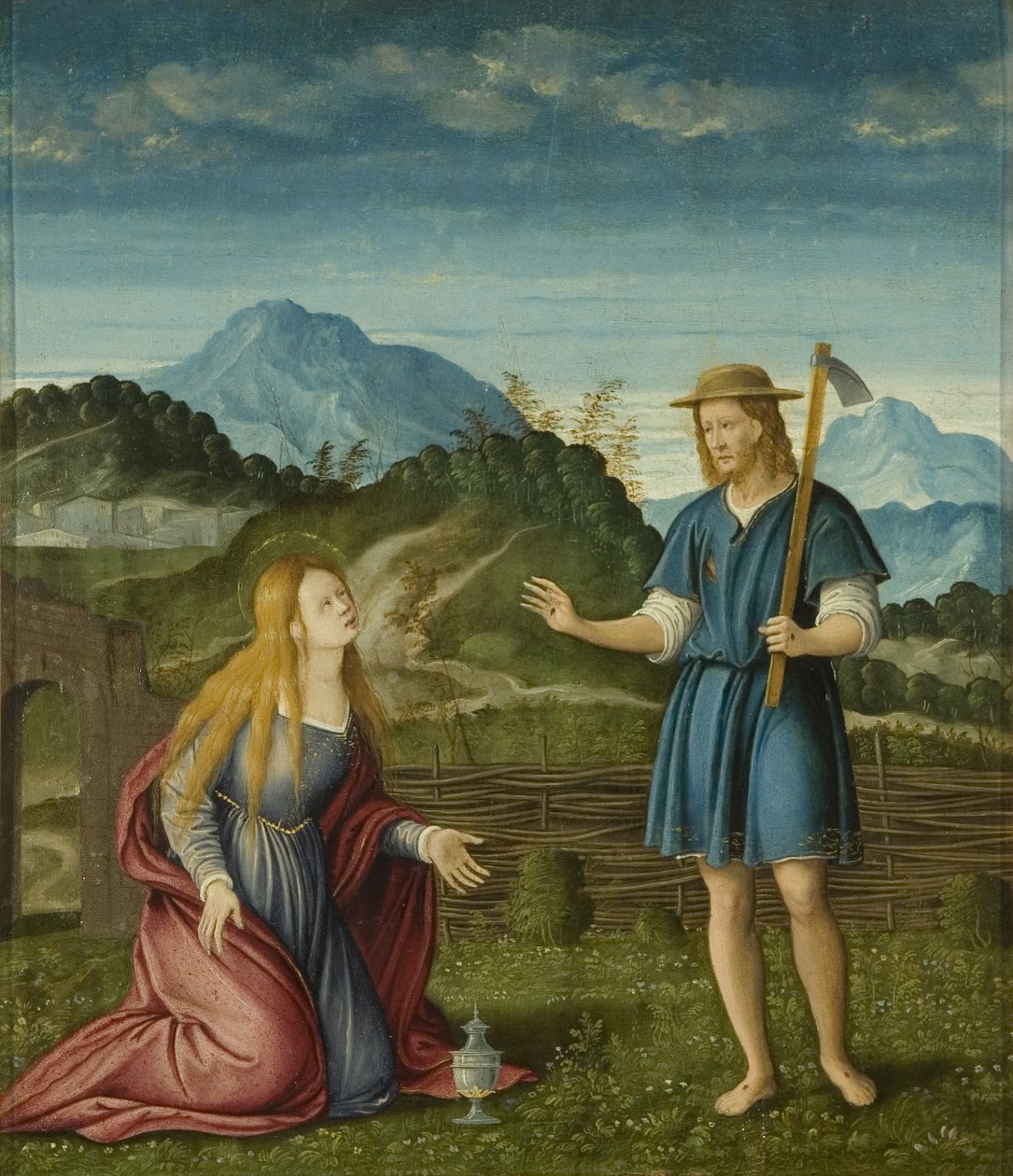 "Noli Me Tangere", Kristus ilmestyy Magdalenalle, n. 1525 (öljy paneelissa) tekijältä Girolamo da Santacroce