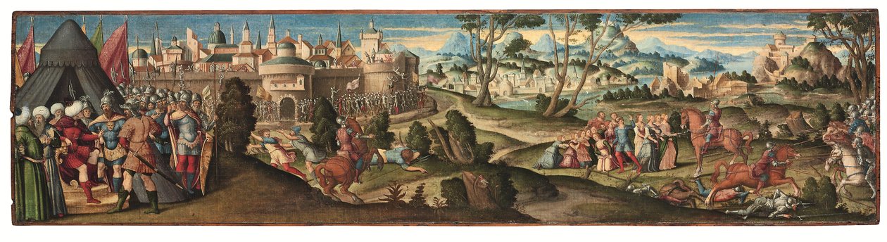 Kohtauksia Orlando Furiososta (öljy kankaalle asetettu paneeliin) tekijältä Girolamo da Santacroce