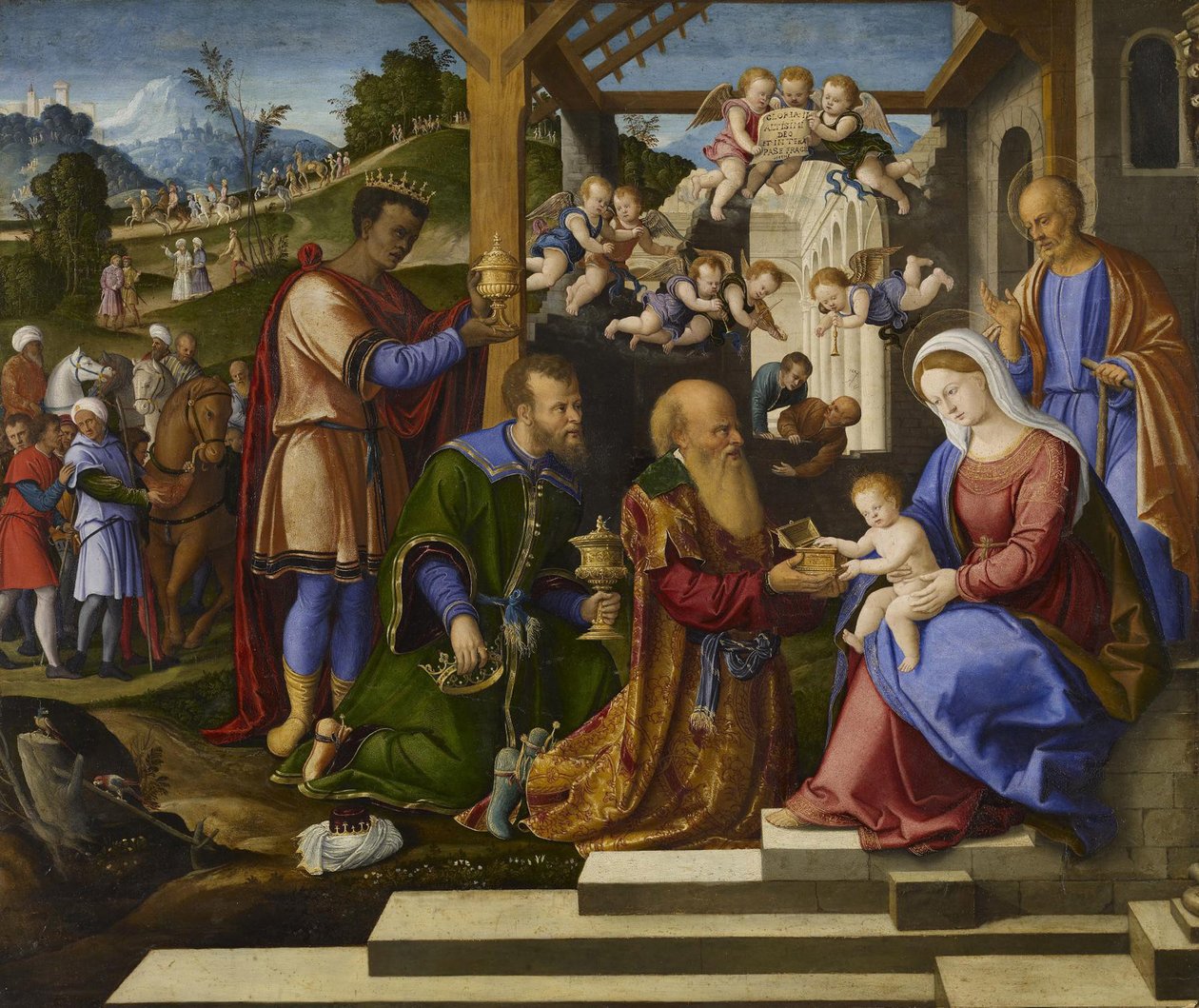 Kolmen kuninkaan palvonta, n. 1525-1530 tekijältä Girolamo da Santacroce