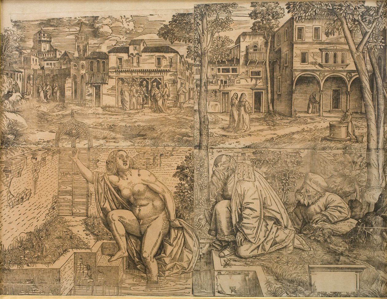 Susanne kylpyhuoneessa tekijältä Girolamo da Treviso d.Y.