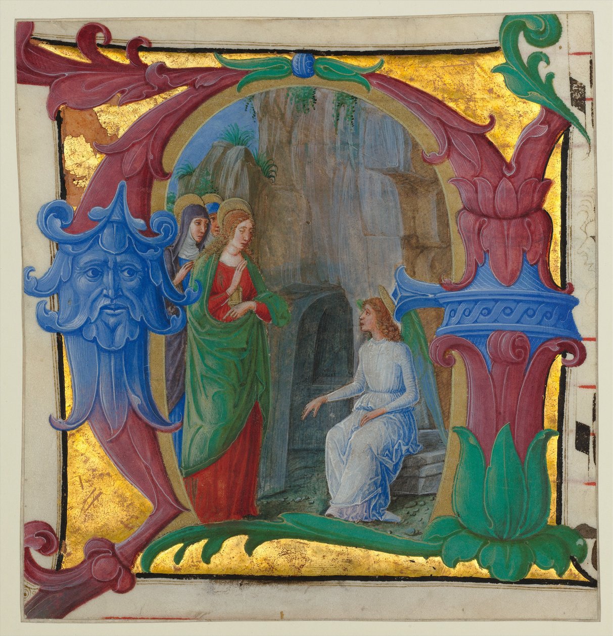 Käsikirjoitus valaistus pyhien naisten kanssa haudalla alkuvaiheessa A..., n. 1490-1500. tekijältä Girolamo dai Libri