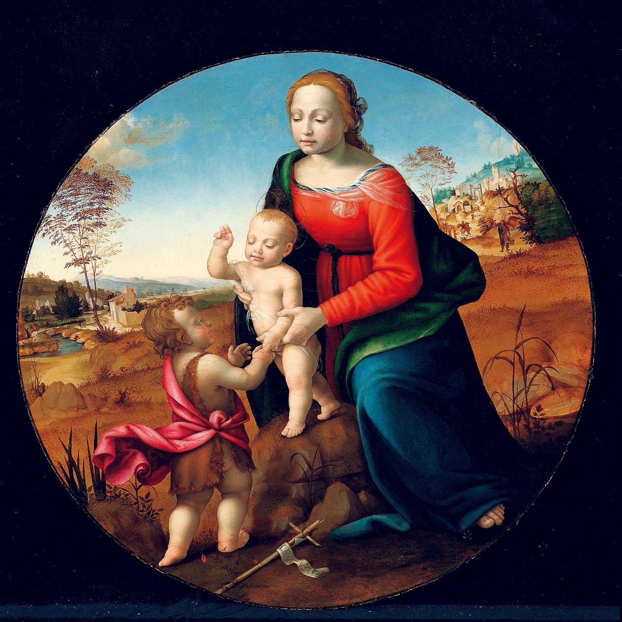 Madonna ja lapsi vauvan kanssa Pyhän Johannes Kastajan kanssa (öljy puulle) tekijältä Giuliano Bugiardini