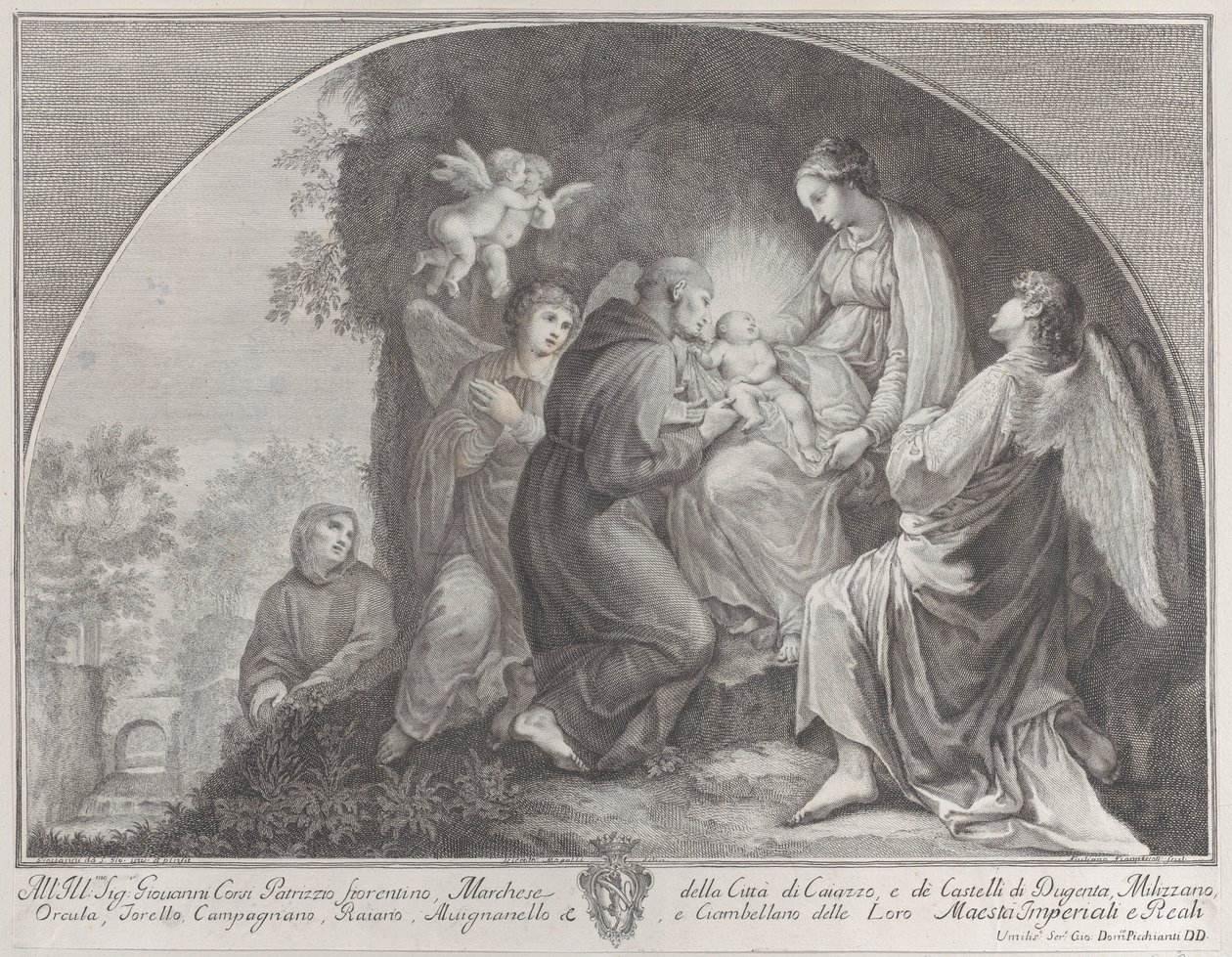 Pyhän Franciscuksen Kristuksen palvonta, 1723-59. tekijältä Giuliano Giampiccoli