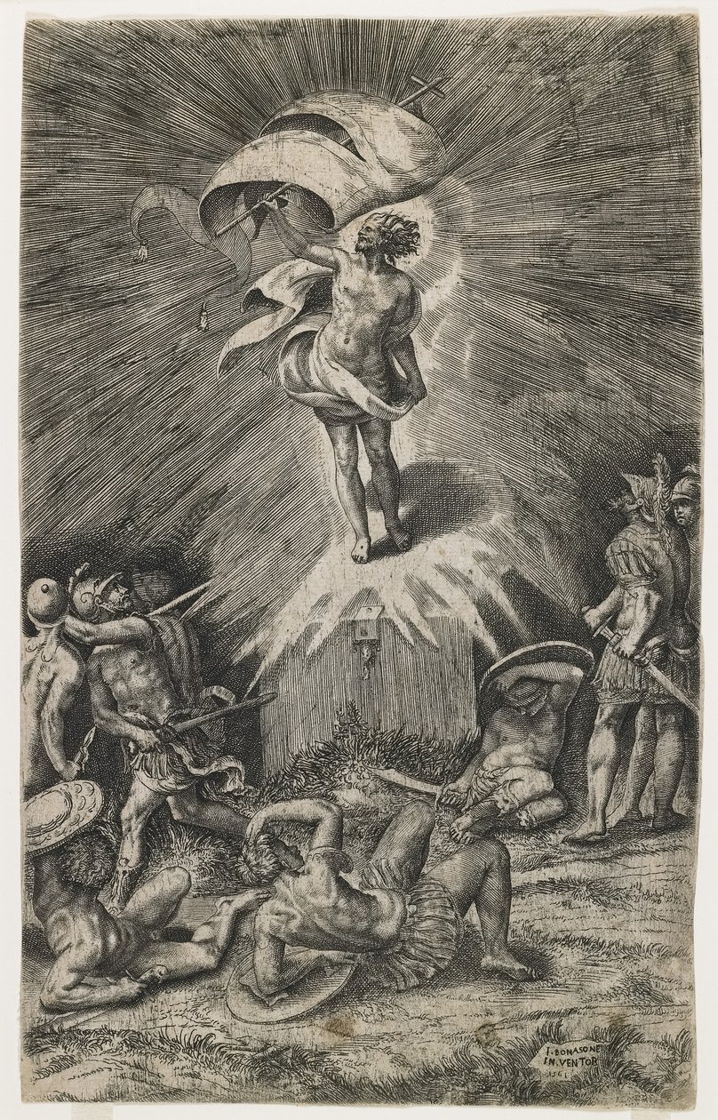 Ylösnousemus, 1561 tekijältä Giulio Bonasone