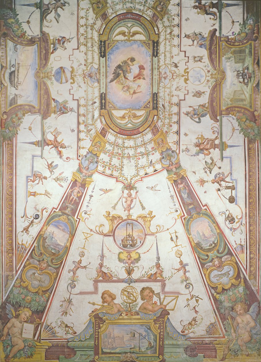 Kattopaneeli Stanzino delle Matematichesta (temperafresko) (ks. 254070-254071 ja 254073). tekijältä Giulio Parigi