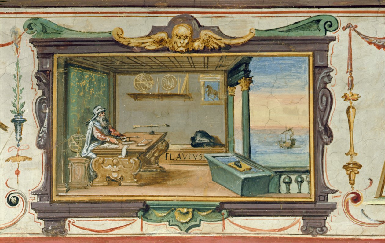 Flavio Gioia Amalfi, kompassin keksijä, Stanza della Mattematica, 1587-1609 tekijältä Giulio Parigi