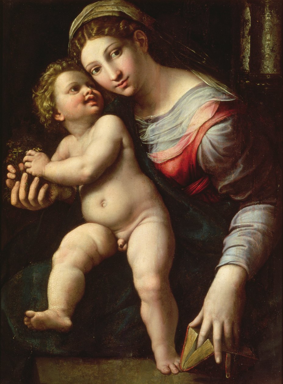 Madonna ja lapsi, n. 1530-40 (paneeli) tekijältä Giulio Romano