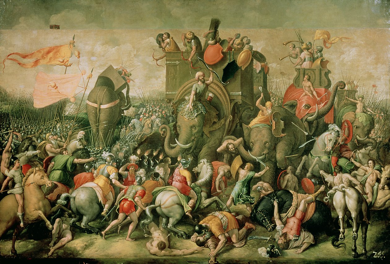 Zaman taistelu, 202 eKr., 1570-80 tekijältä Giulio Romano