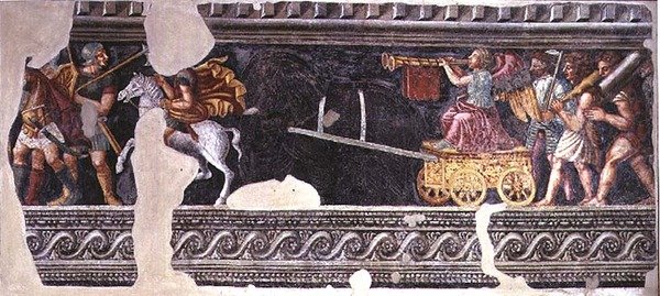 Fragmentti kohtauksesta voitosta (fresko) tekijältä Giulio (school of) Romano