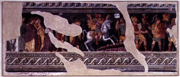 Fragmentti kohtauksesta voitosta (fresko) tekijältä Giulio (school of) Romano