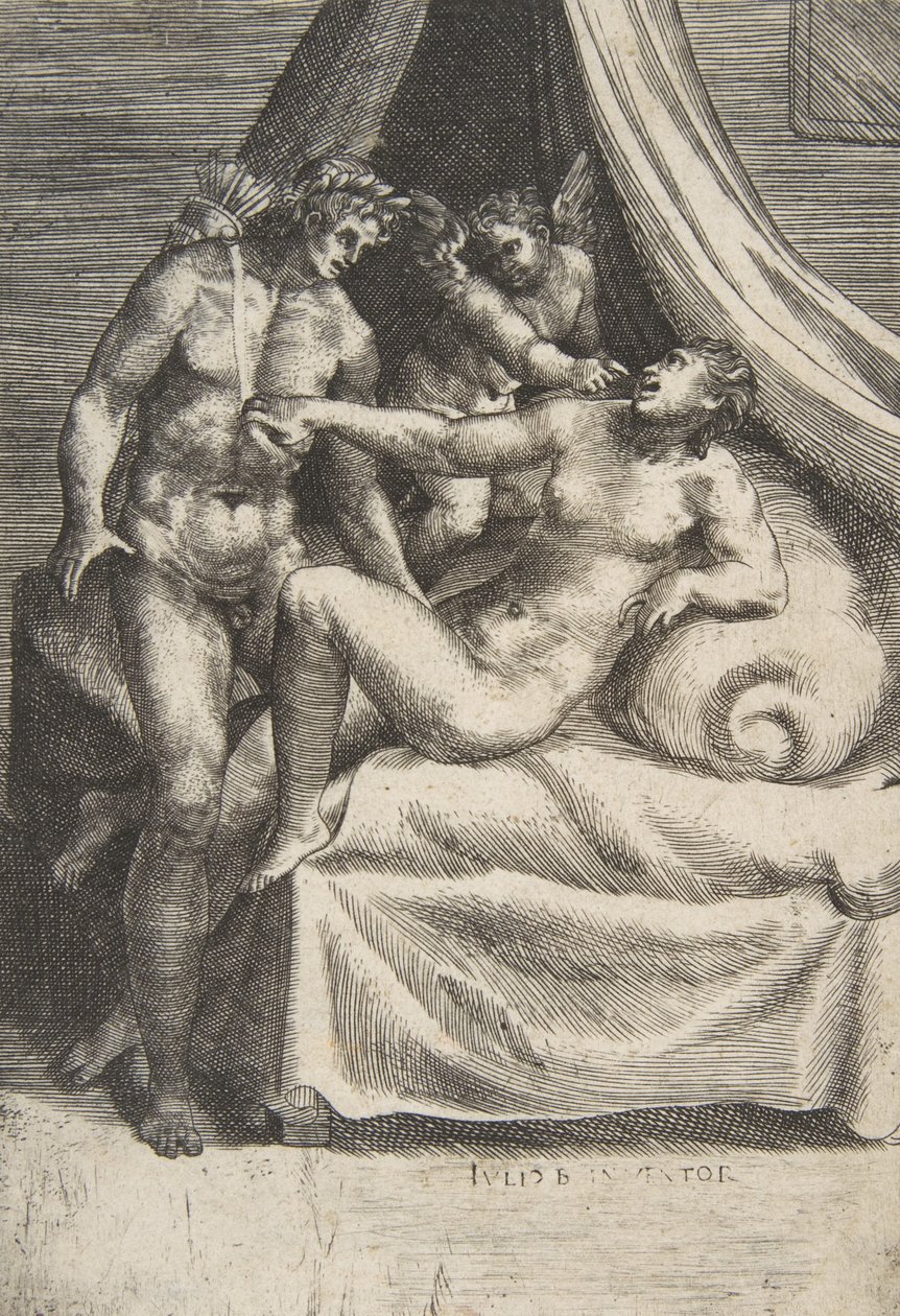 Apollo ja Daphne teoksesta The Loves of the Gods, n. 1531-76. tekijältä Giulio Bonasone