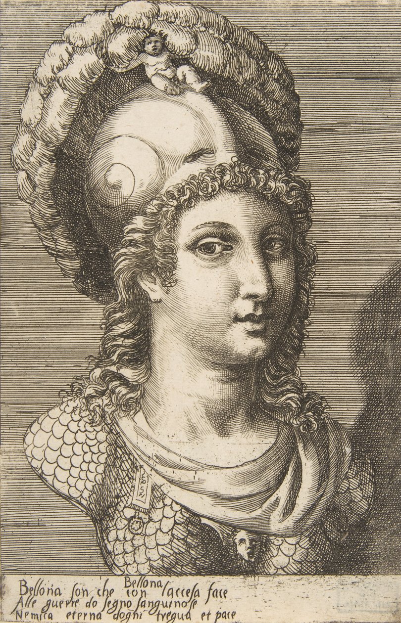 Bellonan rintakuva, n. 1531-76. tekijältä Giulio Bonasone