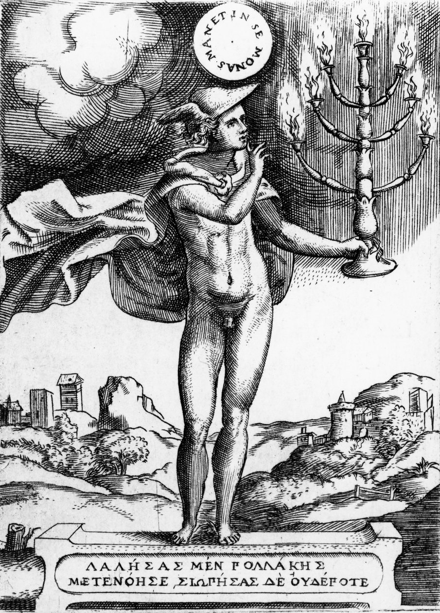 Hermes, 1555 (kaiverrus) tekijältä Giulio Bonasone