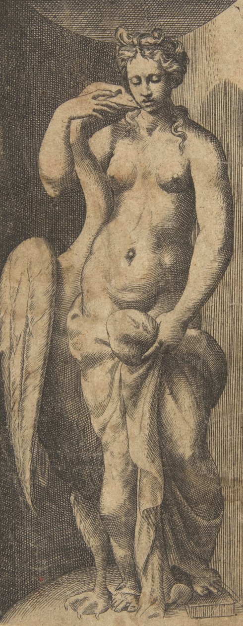 Leda ja joutsen, noin 1531-76. tekijältä Giulio Bonasone
