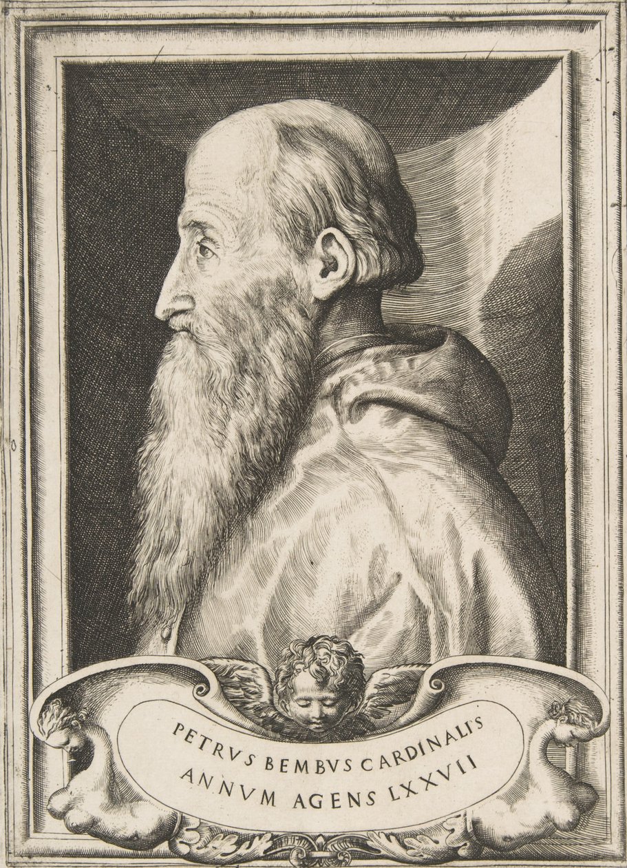 Kardinaali Pietro Bembon muotokuva vasemmalle päin, 1572. tekijältä Giulio Bonasone