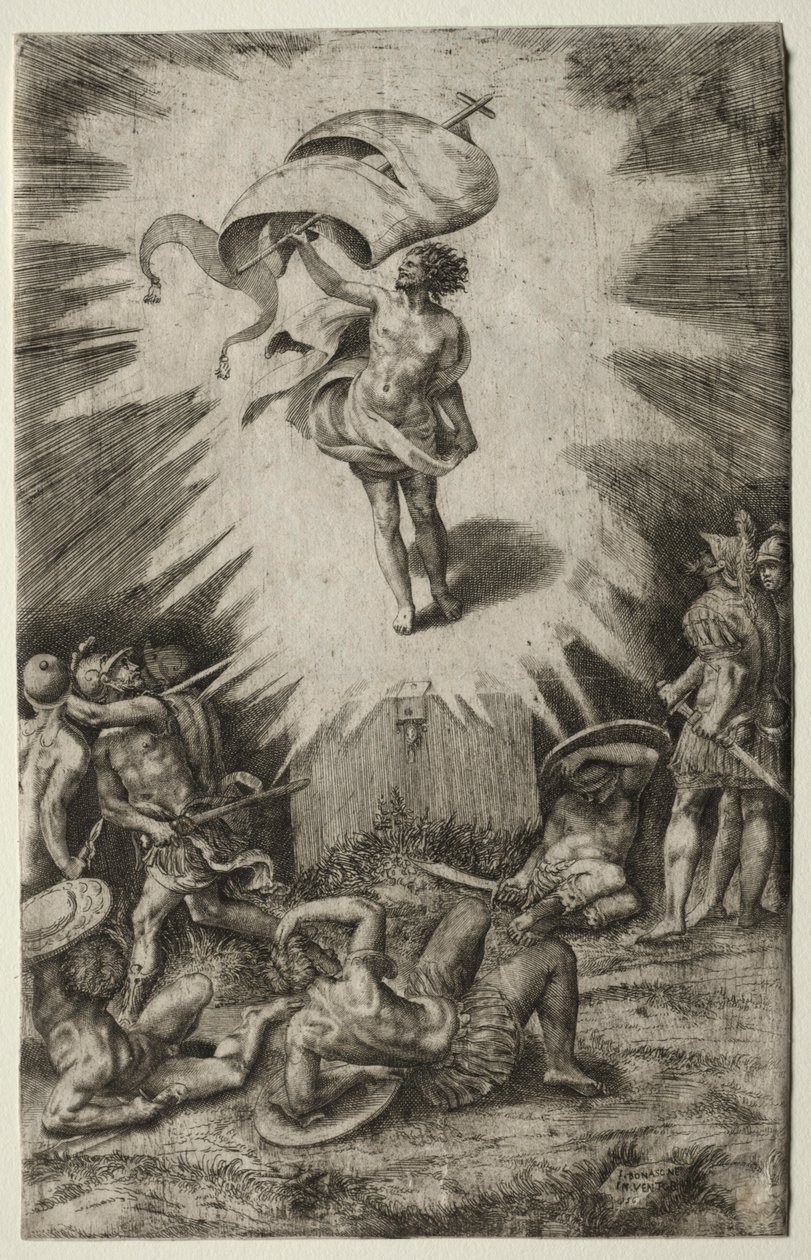 Ylösnousemus, 1561. tekijältä Giulio Bonasone