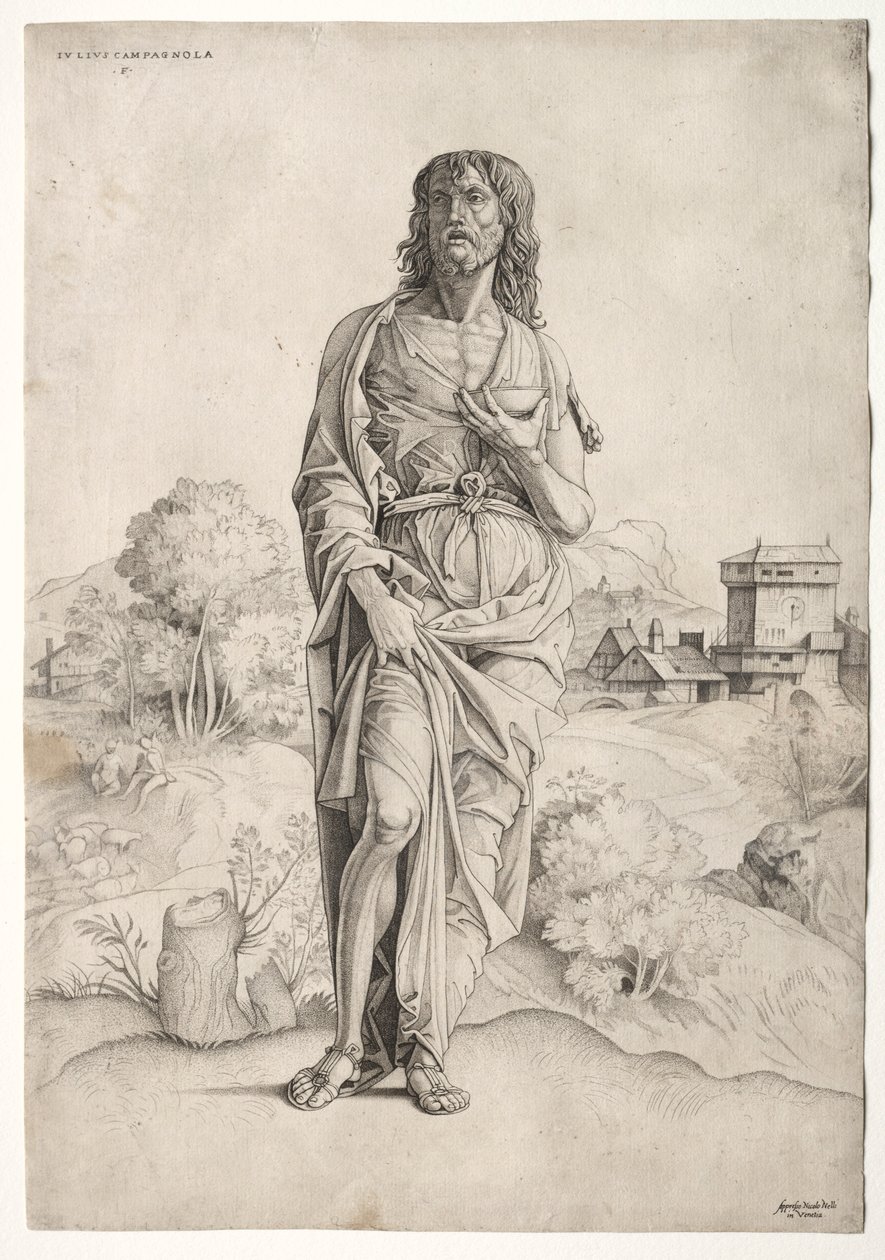 Pyhä Johannes Kastaja, n. 1505. tekijältä Giulio Campagnola