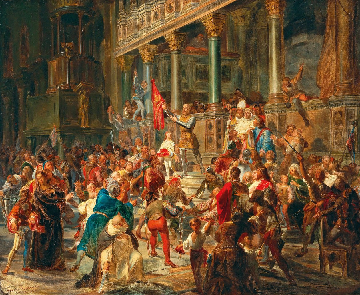 Sotilaiden kokoaminen Viva Messer Vittore Pisani!, 1864. tekijältä Giulio Carlini