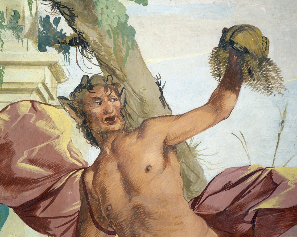 Nymph Corsica jahtaa Satyr, joka vetää pois peruukkinsa Giulio Carpioni tekijältä Giulio Carpioni