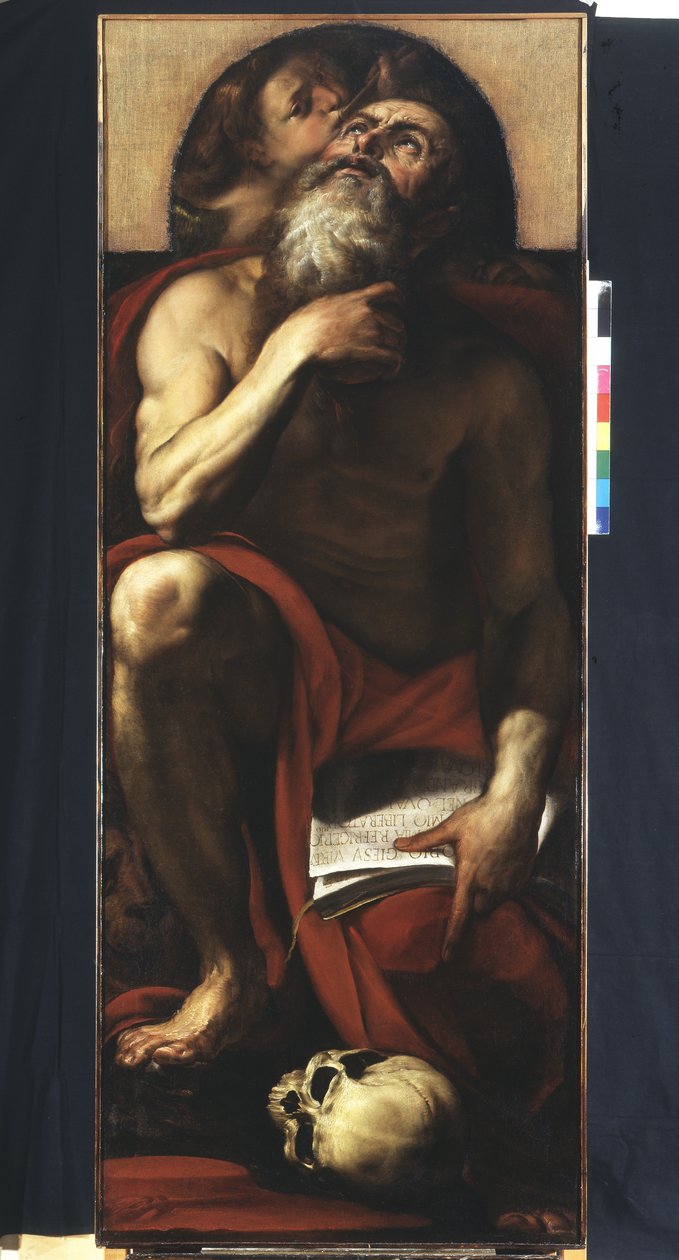 Pyhä Hieronymus enkelin kanssa tekijältä Giulio Cesare Procaccini