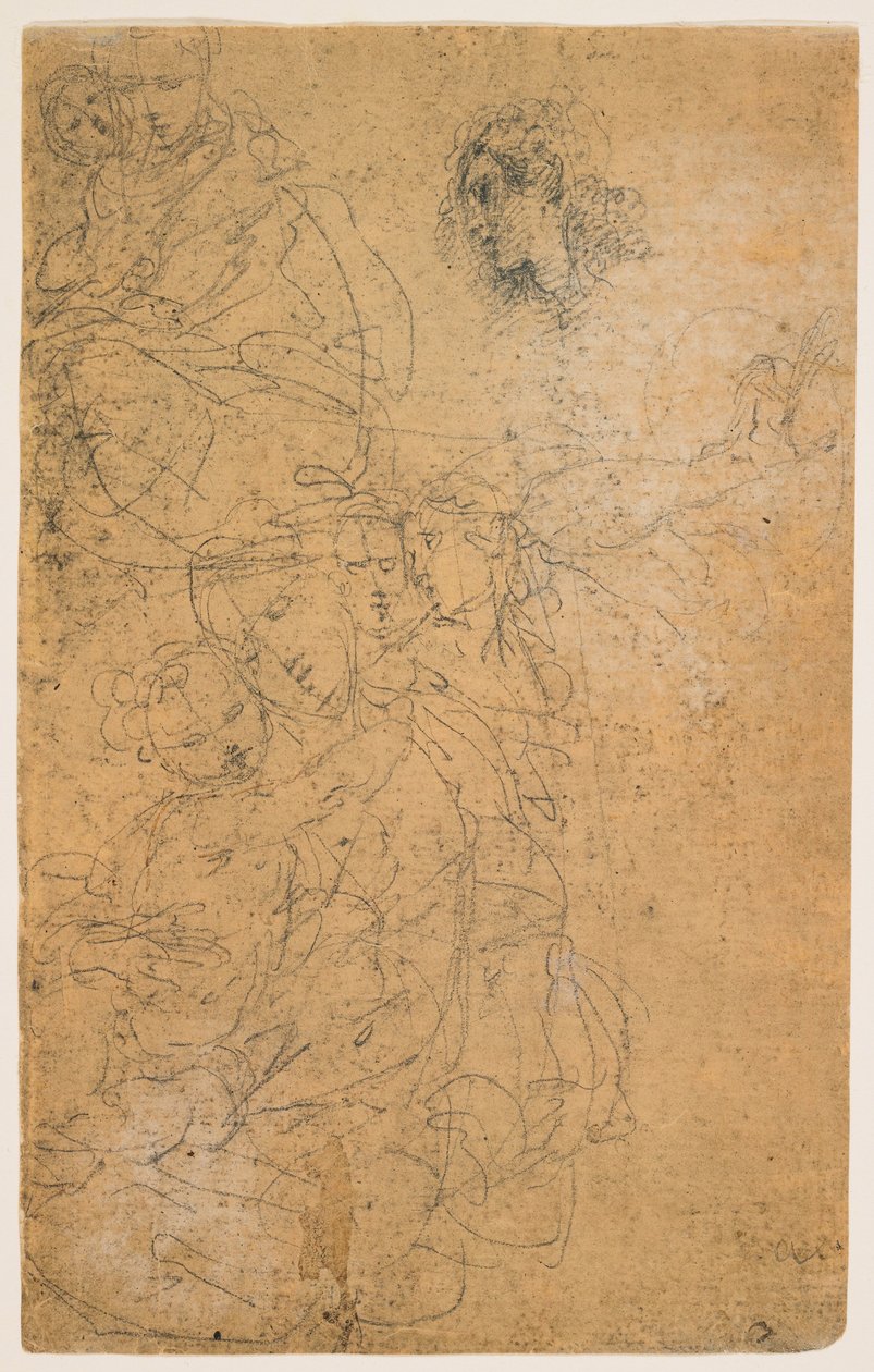 Studien der Madonna mit Kind (recto); Kniende Jungfrau (verso) tekijältä Giulio Cesare Procaccini