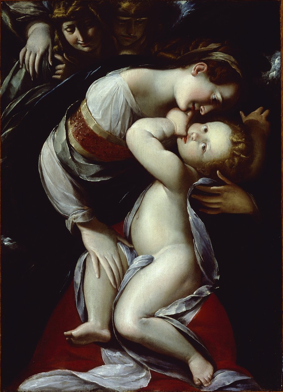Neitsyt ja lapsi enkelien kanssa, n. 1610 tekijältä Giulio Cesare Procaccini