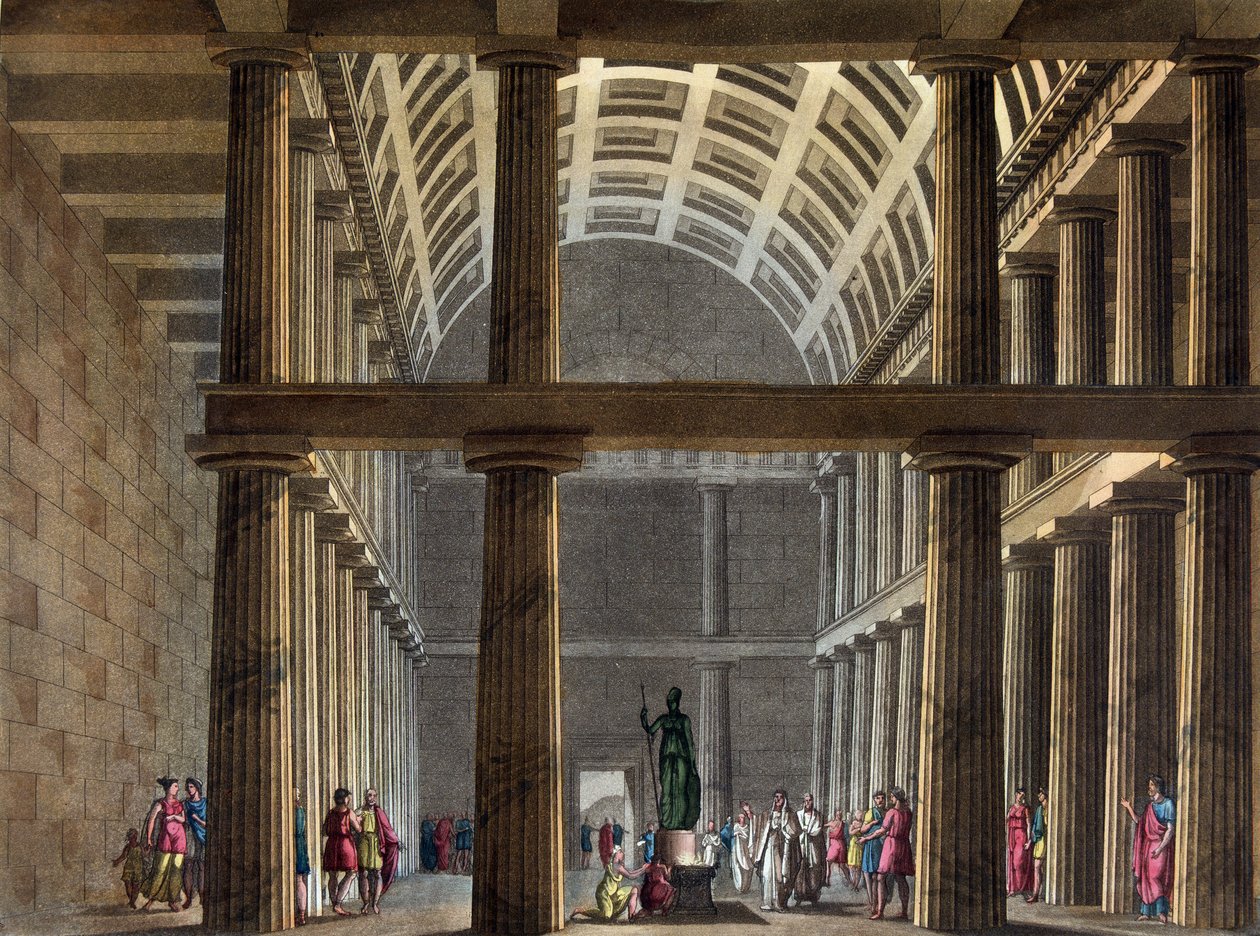 Parthenonin sisustus, 1800-luvun alku - Jules Ferrarion "" Vanha ja moderni puku" tekijältä Giulio Ferrario