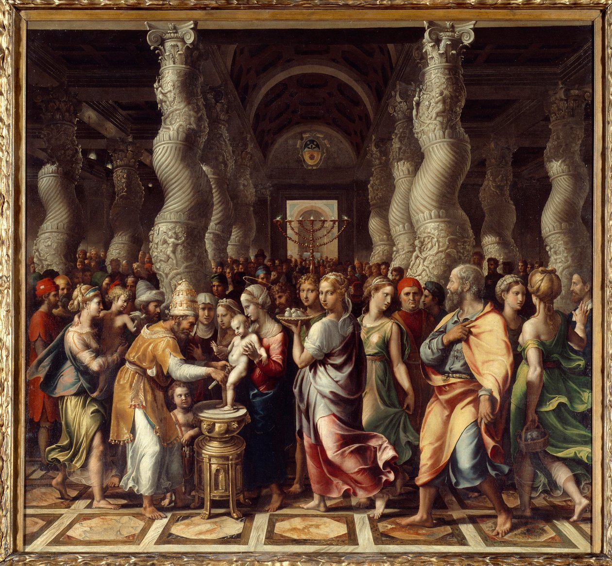 Ympärileikkaus Kristuksen ympärileikkauksen uskonnollinen seremonia. Giulio Pippin maalaus "Jannuzzi, Giulio Romano tekijältä Giulio Romano