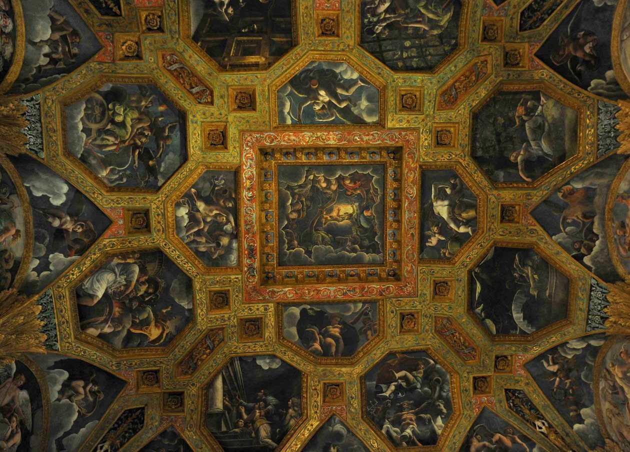 Freskoyksityiskohta Amorin ja Psychen kammiosta, 1526-1534 tekijältä Giulio Romano