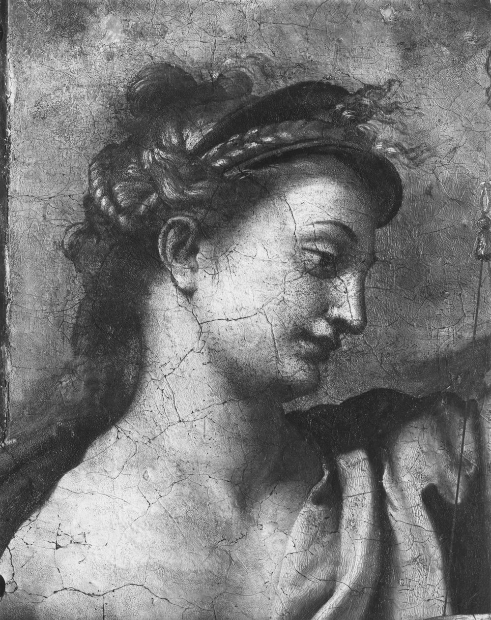 Oikeudenmukaisuus, toinen paavi St. Urban I:tä (k. 230) ympäröivistä kahdesta hyveestä (k. 230) Raphael Rooms (yksityiskohta) (katso myös 252782, 252783, 252784) tekijältä Giulio Romano