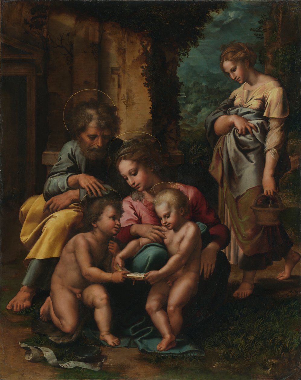 Pyhä perhe, n. 1520-23 (öljy paneelille) tekijältä Giulio Romano