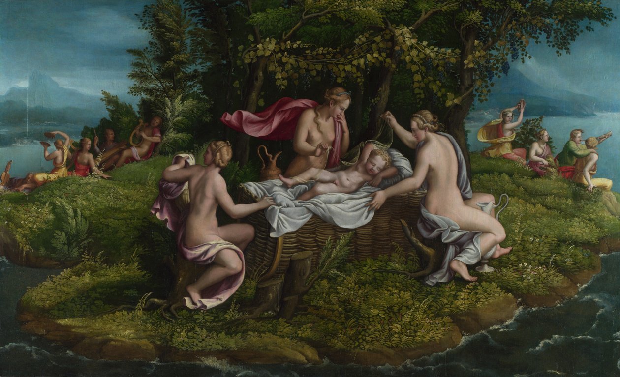 Jupiterin lapsuus, 1530-luku. tekijältä Giulio, Romano