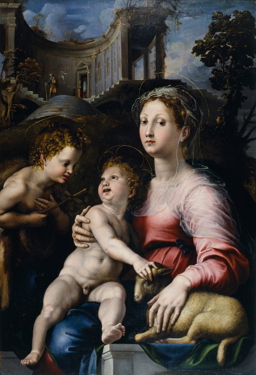 Madonna ja lapsi sekä pyhä Johannes Kastaja tekijältä Giulio Romano