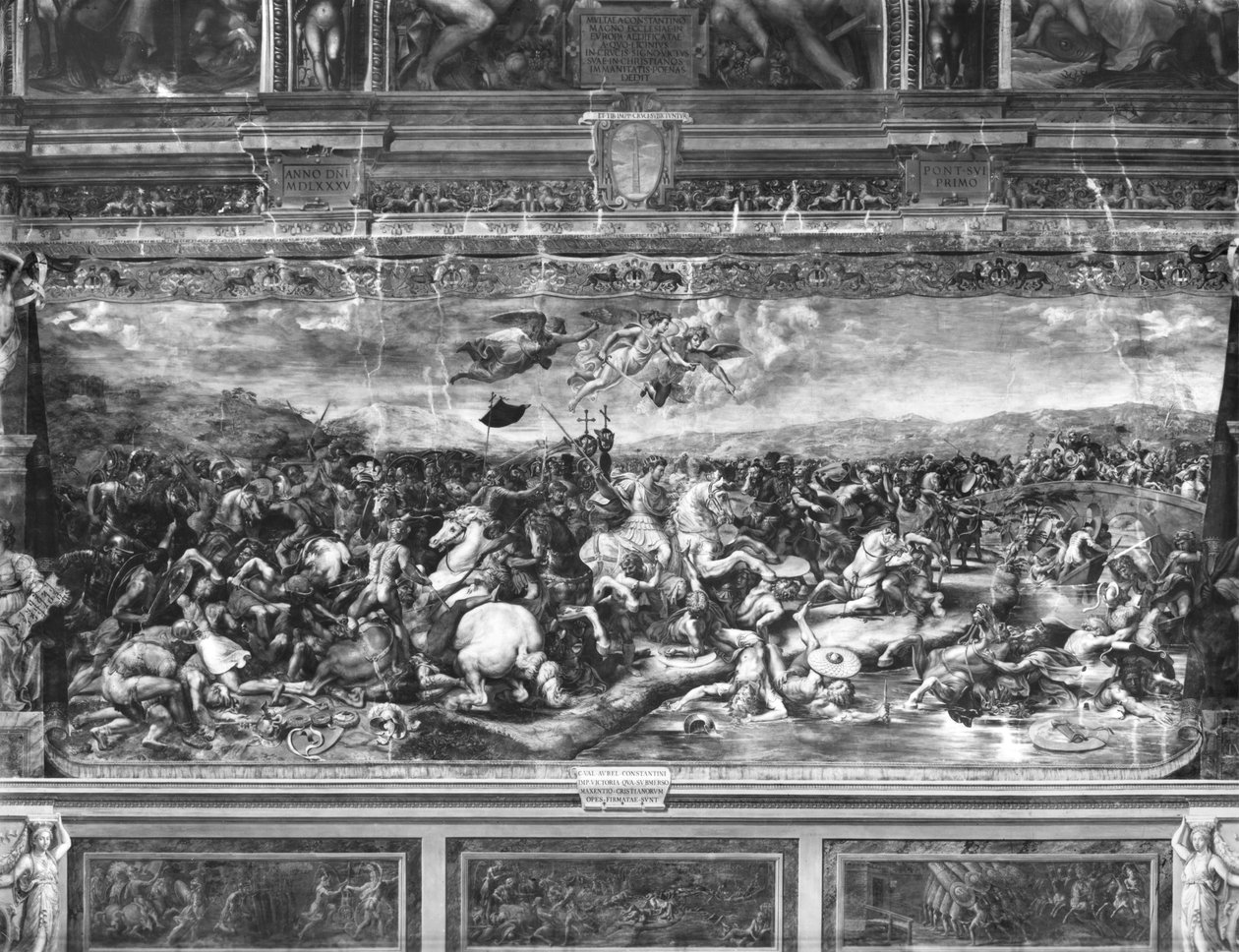 Constantinuksen taistelu Sala di Costantinosta, Raphael Rooms (katso myös 252778) tekijältä Giulio Romano