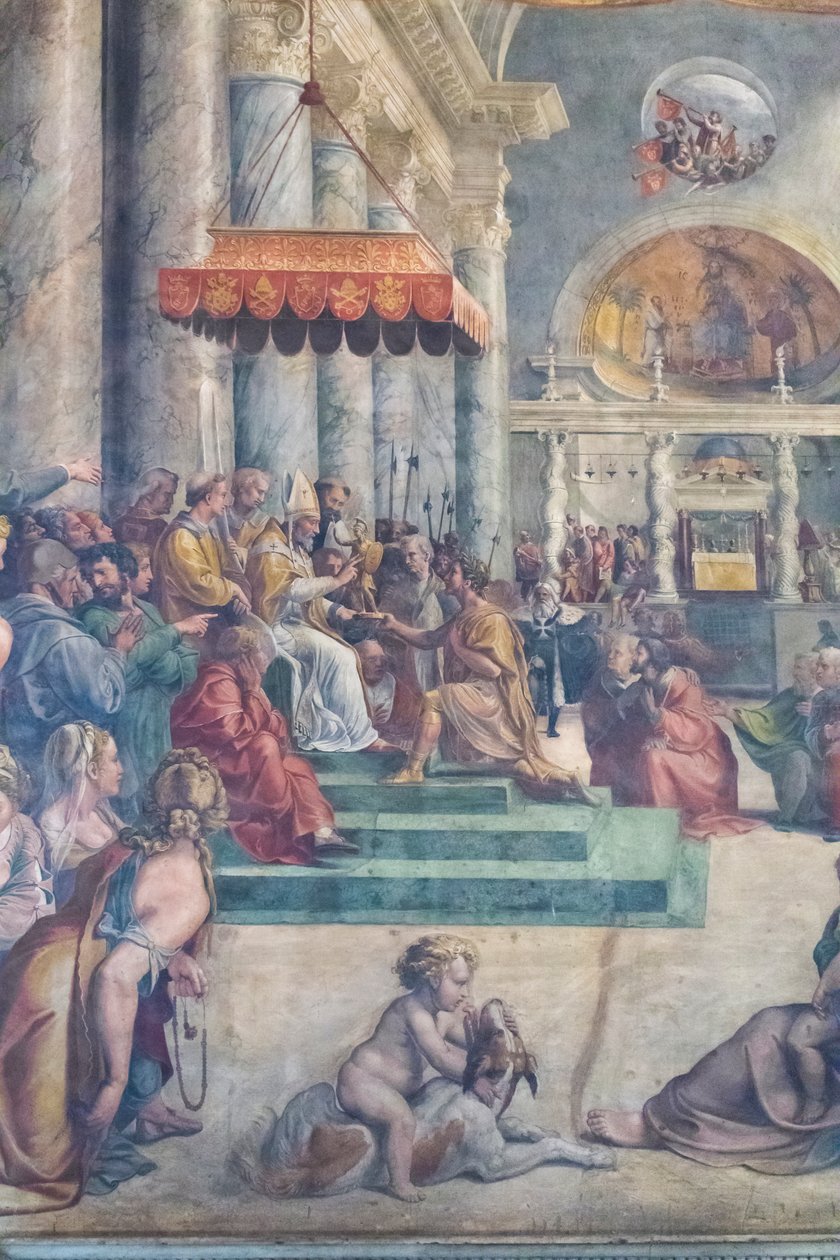 Rooman lahjoitus, yksityiskohta tekijältä Giulio Romano