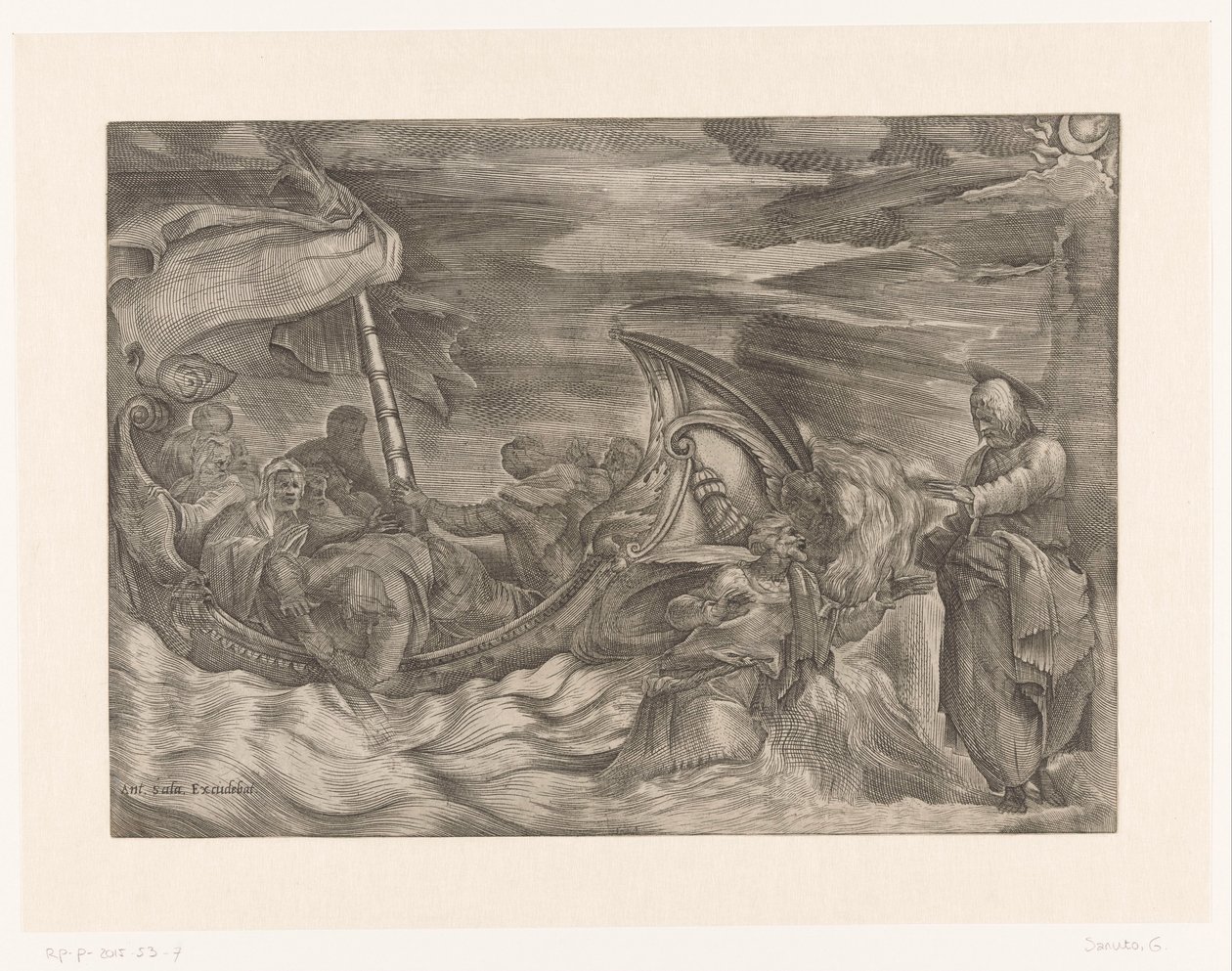 Kristus kävelee veden päällä tekijältä Giulio Sanuto (attributed to)