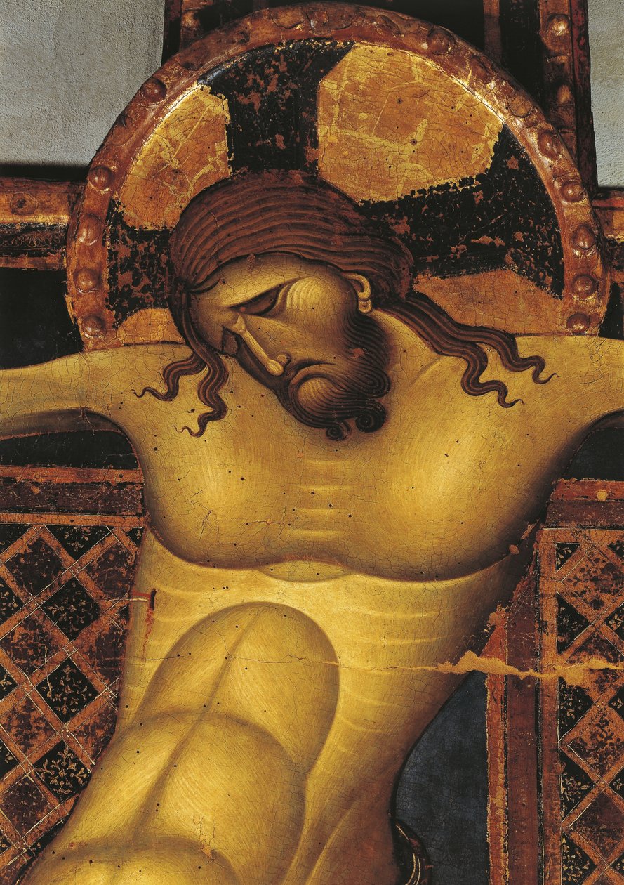 Lähikuva seinämaalauksesta Jeesuksesta Kristuksesta, St. Dominic Church, Giunta Pisano, Bologna, Emilia Romagna, Italia tekijältä Giunta Pisano