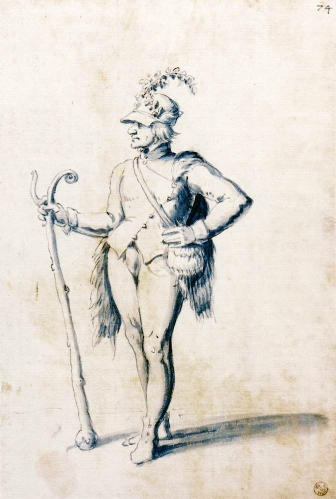 Mieshahmon pukupiirustus, jossa on kepinvarsi tekijältä Giuseppe Arcimboldo