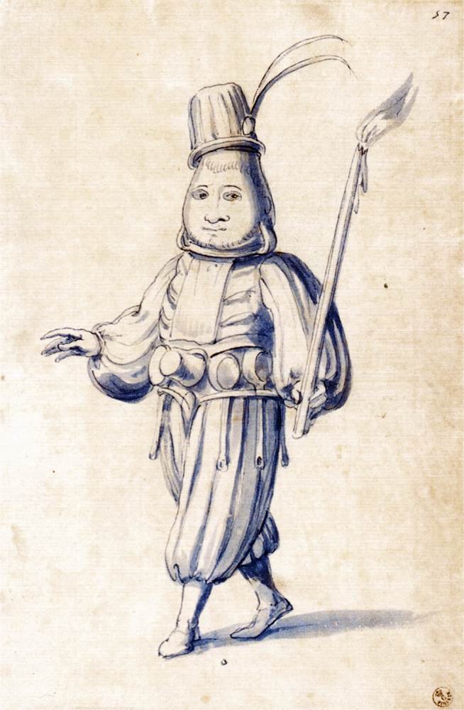 Keittäjän pukupiirustus tekijältä Giuseppe Arcimboldo